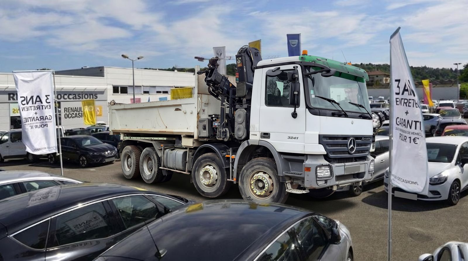 Mercedes 8x4 actros-3241-bibenne-grue-2008